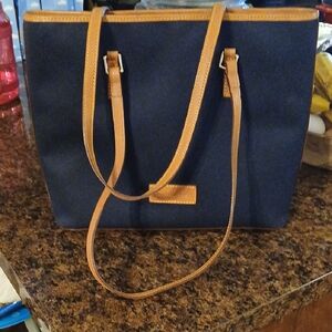 Elegant Navy and Tan Tote Bag